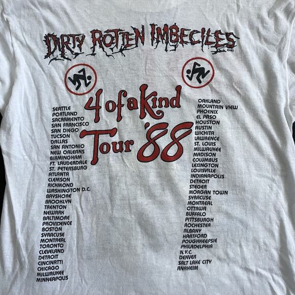 Vintage 80s D.R.I. Slumlord Doesn’t Care T Shirt L White Hardcore Punk Thrash - Picture 4 of 5